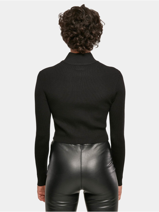 Urban Classics Cardigan Ladies Cropped Rib Knit Zip noir