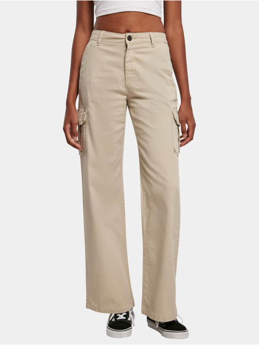 Urban Classics Cargobroek Ladies High Waist khaki