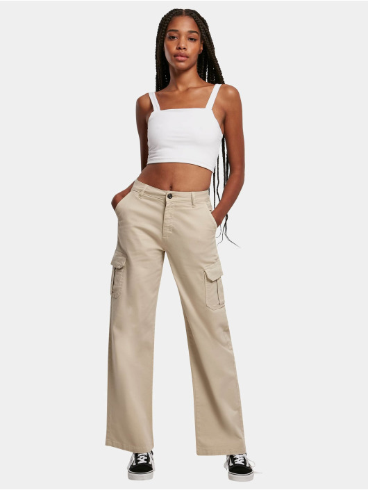 Urban Classics Cargobroek Ladies High Waist khaki