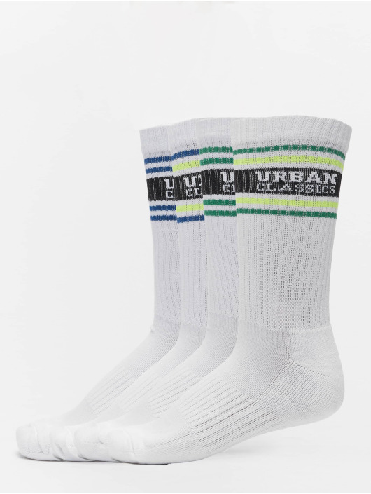 Urban Classics Chaussettes Logo Stripe 4-Pack blanc