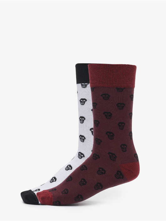 Urban Classics Chaussettes Skull Allover 2-Pack rouge