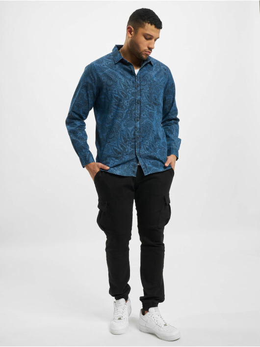 Urban Classics Chemise Printed Paisley Denim bleu