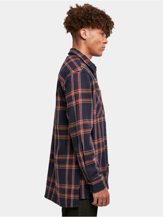 Urban Classics Chemise Heavy Long Oversized Checke bleu