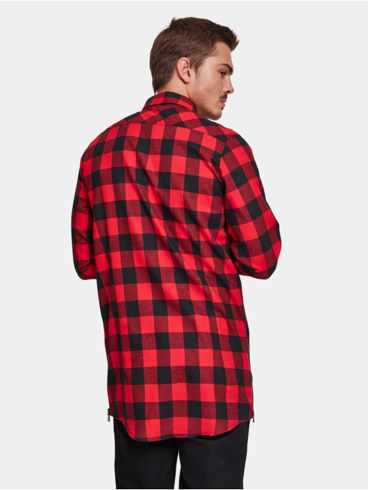 Urban Classics Chemise Side-Zip Long Checked Flanell noir