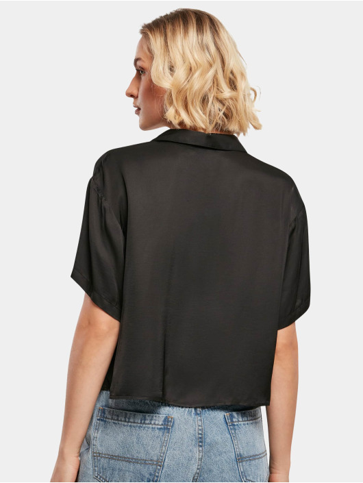 Urban Classics Chemise Ladies SS Viscose Satin Resort noir