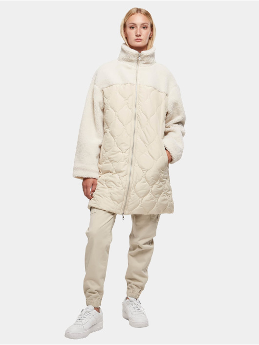 Urban Classics Coats Ladies Oversized Sherpa Quilted beige