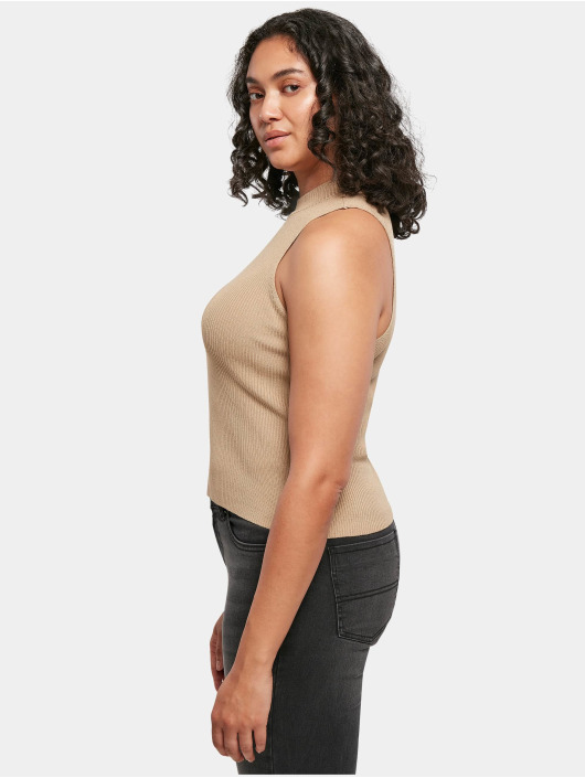 Urban Classics Débardeur Ladies Short Rib Knit Turtleneck beige