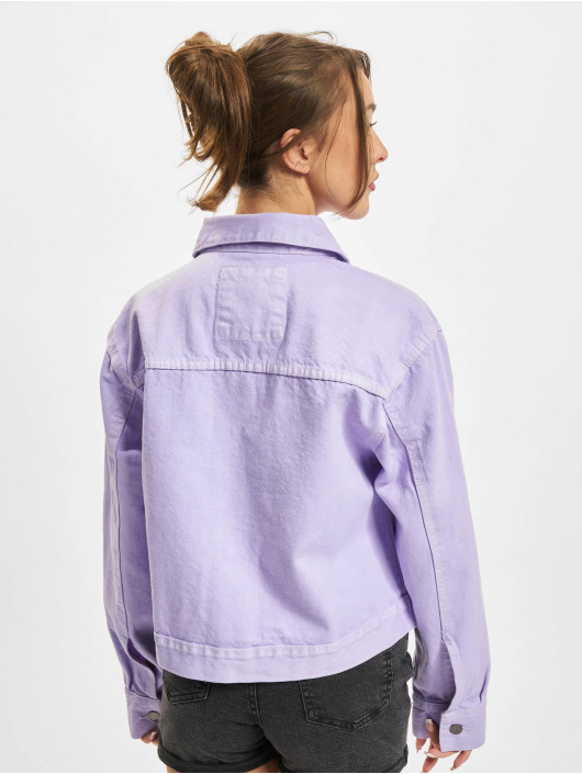 Urban Classics Denim Jacket Ladies Short Boxy Worker purple
