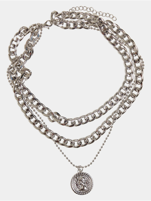 Urban Classics Diverse Short Layering Necklace sølv