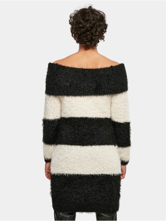Urban Classics Dress Ladies Off Shoulder Feather black