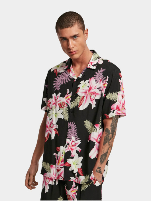 Urban Classics Herren Hemd Viscose Aop in schwarz