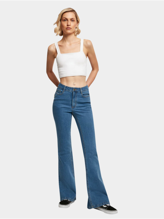 Urban Classics High waist jeans Ladies Organic High Waist Flared blå
