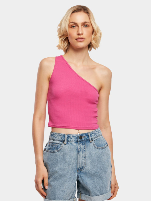 Urban Classics Hihattomat paidat Ladies Cropped Asymmetric vaaleanpunainen