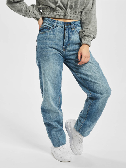 Urban Classics Jean coupe droite Ladies High Waist bleu