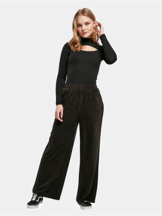 Urban Classics Joggebukser Ladies Velvet Rib svart