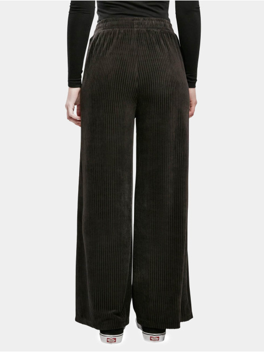 Urban Classics joggingbroek Ladies Velvet Rib zwart