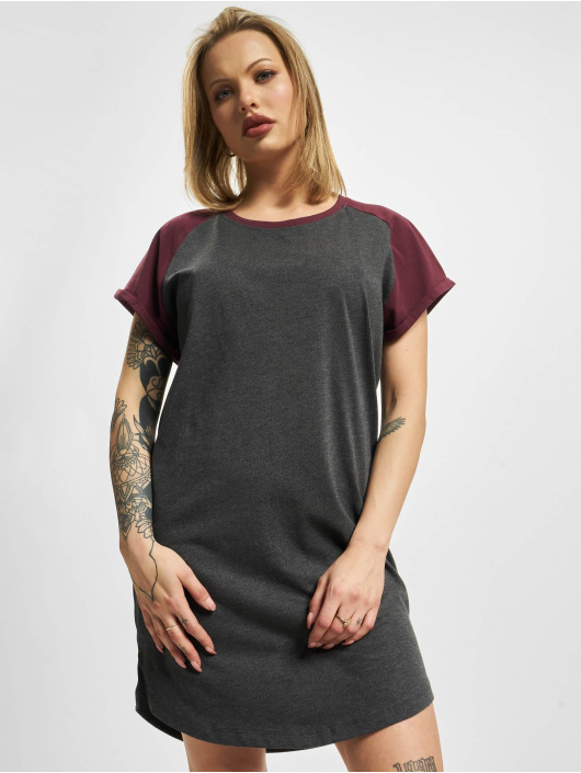 Urban Classics jurk Ladies Contrast Raglan grijs