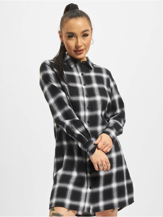 Urban Classics jurk Ladies Cotton Check zwart