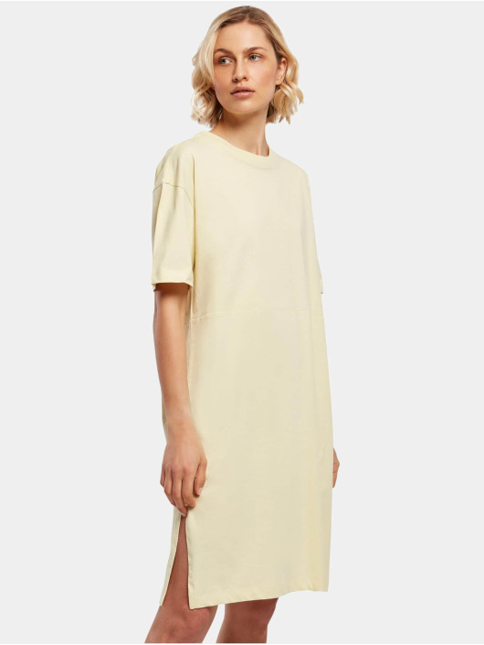 Urban Classics Kleid Ladies Organic Oversized Slit Tee gelb