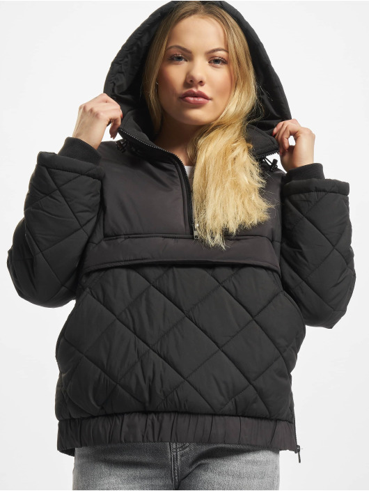 Urban Classics Kurtki przejściowe Ladies Oversized Diamond Quilted Pull Over czarny