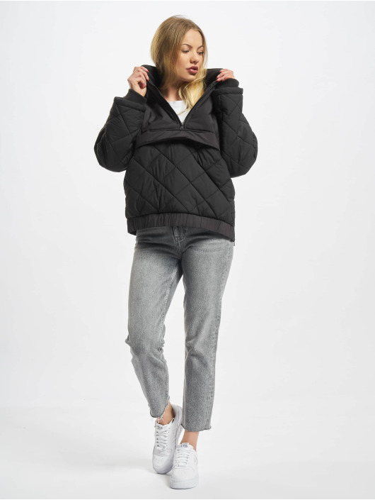 Urban Classics Kurtki przejściowe Ladies Oversized Diamond Quilted Pull Over czarny