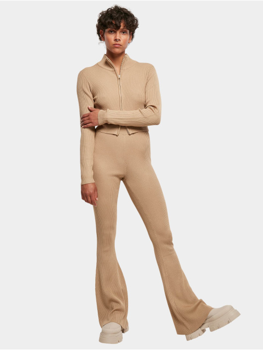Urban Classics Legging Ladies Rib Knit Bootcut beige