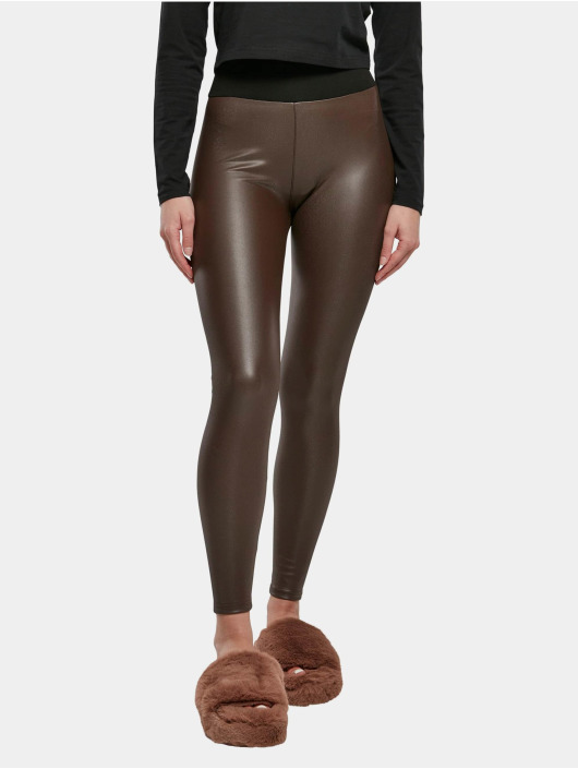 Urban Classics Legging Ladies Faux Leather bruin