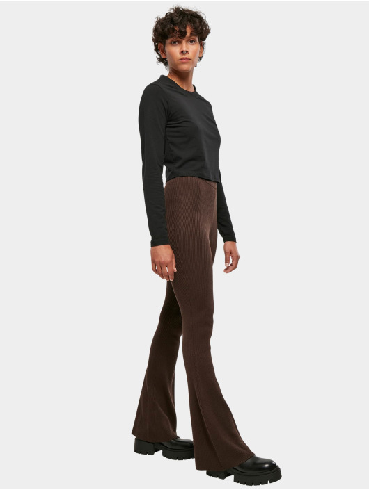 Urban Classics Legging Ladies Rib Knit Bootcut bruin