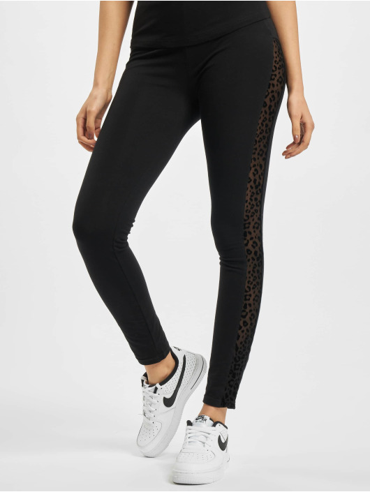 Urban Classics Legging Ladies Flock Lace Stripe noir