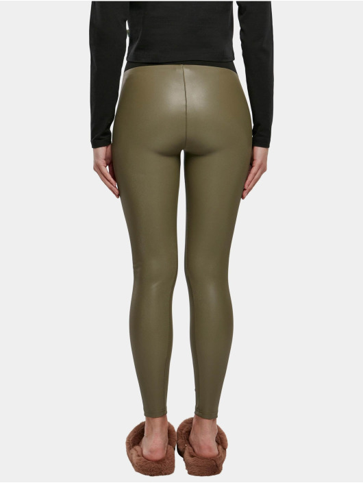 Urban Classics Legging Faux Leather olijfgroen