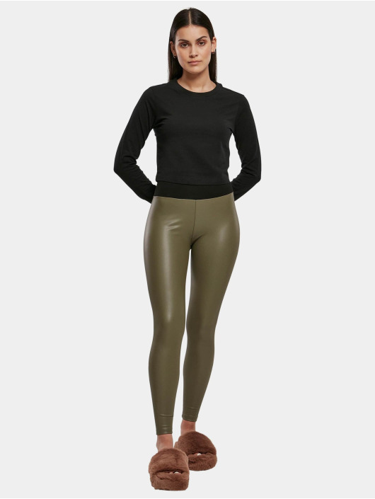 Urban Classics Legging Faux Leather olijfgroen