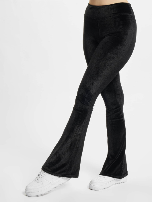 Urban Classics Legging Ladies High Waist Velvet Boot Cut zwart