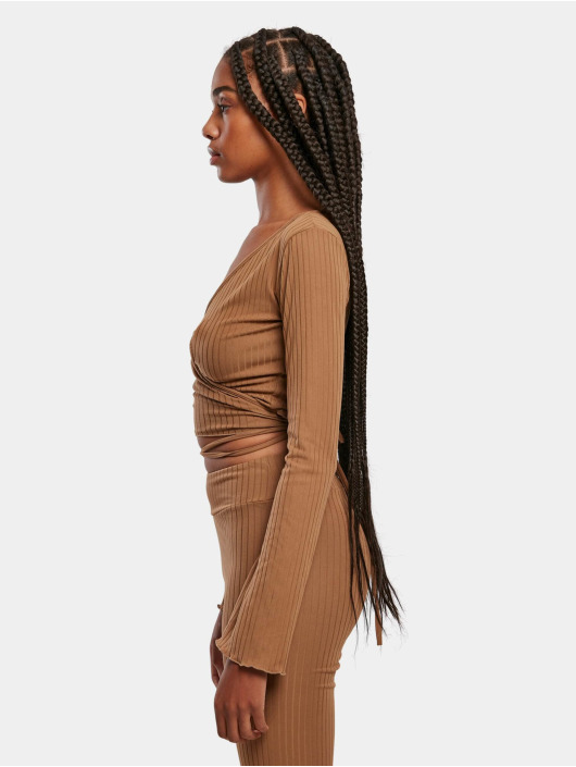 Urban Classics Longsleeve Ladies Cropped Rib Wrapped bruin