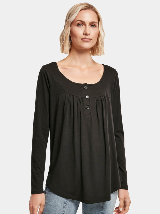 Urban Classics Longsleeve Ladies Viscose Button Up zwart