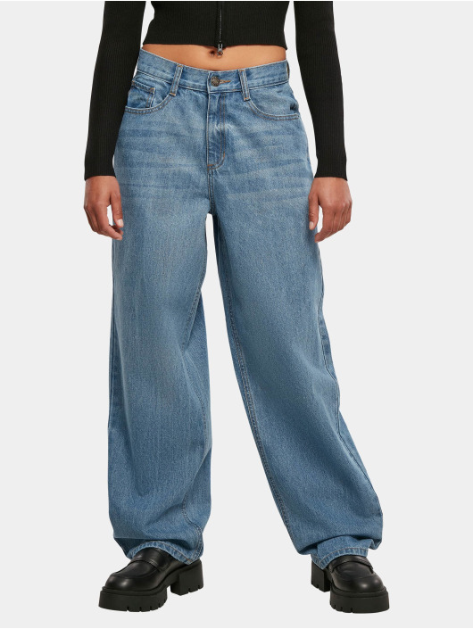 Urban Classics Loose Fit Ladies High Waist 90´s Wide modrá