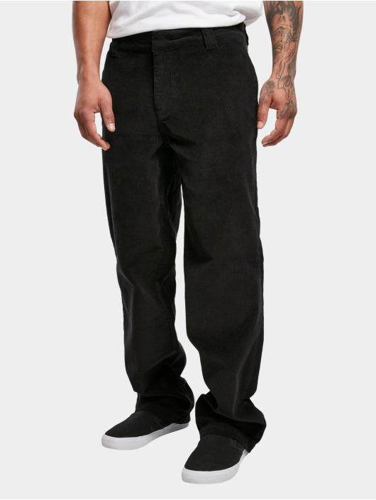 Urban Classics Látkové kalhoty Corduroy Workwear čern