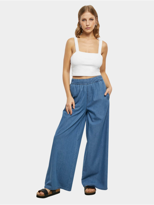 Urban Classics Løstsittende bukser Ladies Light Denim Wide Leg Loose Fit blå