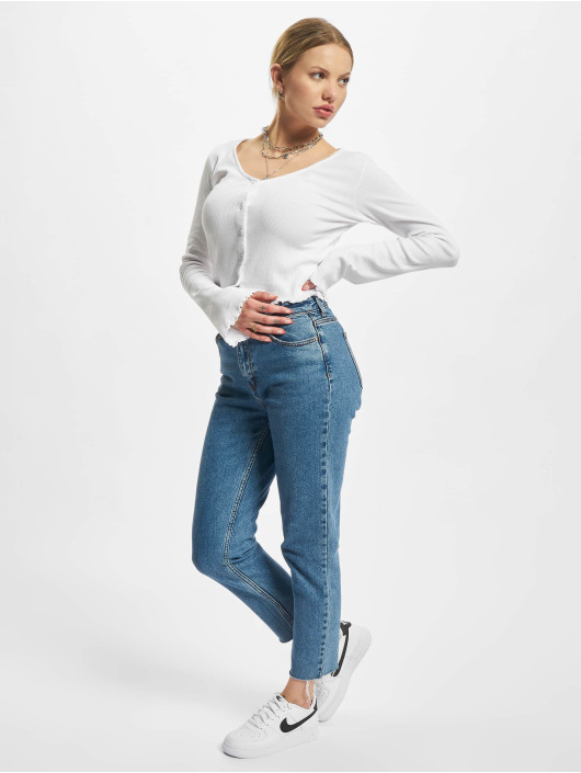 Urban Classics Maglietta a manica lunga Ladies Cropped Rib Cardigan bianco