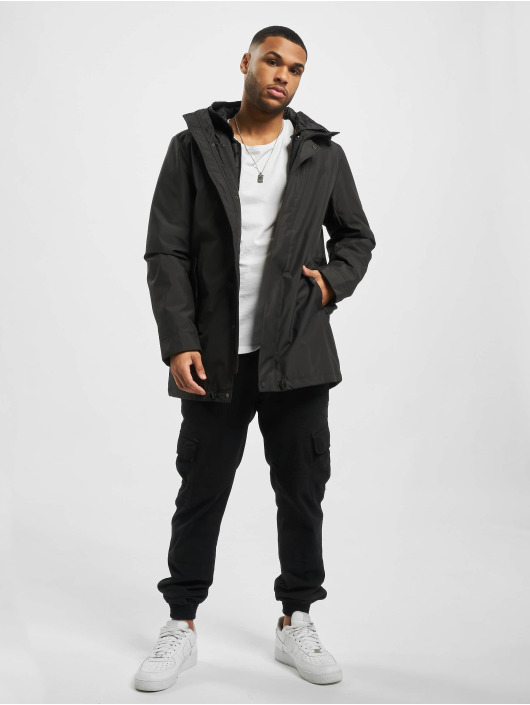 Urban Classics Manteau hiver Hooded Long noir