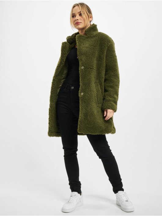 Urban Classics Manteau Ladies Oversized Sherpa olive