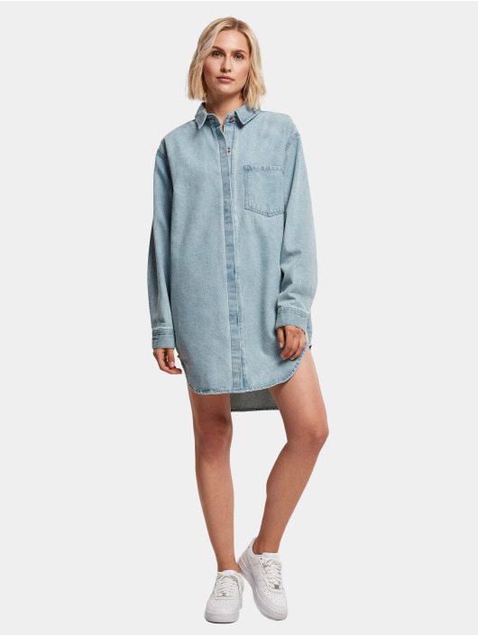 Urban Classics Mekot Ladies Oversized Denim Shirt sininen