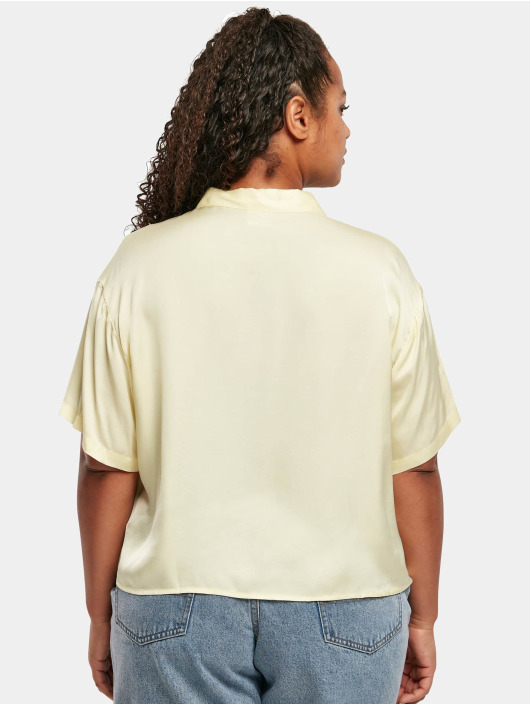 Urban Classics overhemd Ladies SS Viscose Satin Resort geel