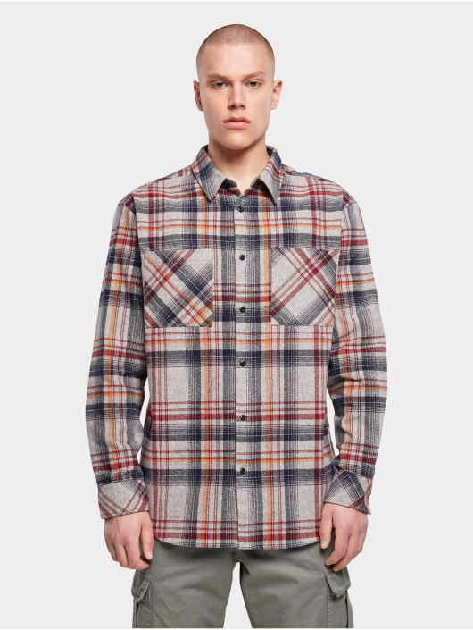 Urban Classics overhemd Heavy Curved Oversized Checked grijs