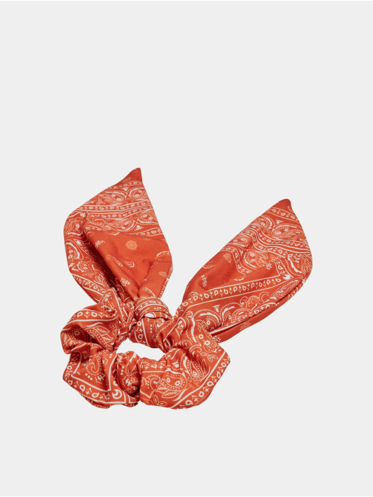 Urban Classics Overige Bandana Print Scrunchies With XXL Bow 2-Pack oranje