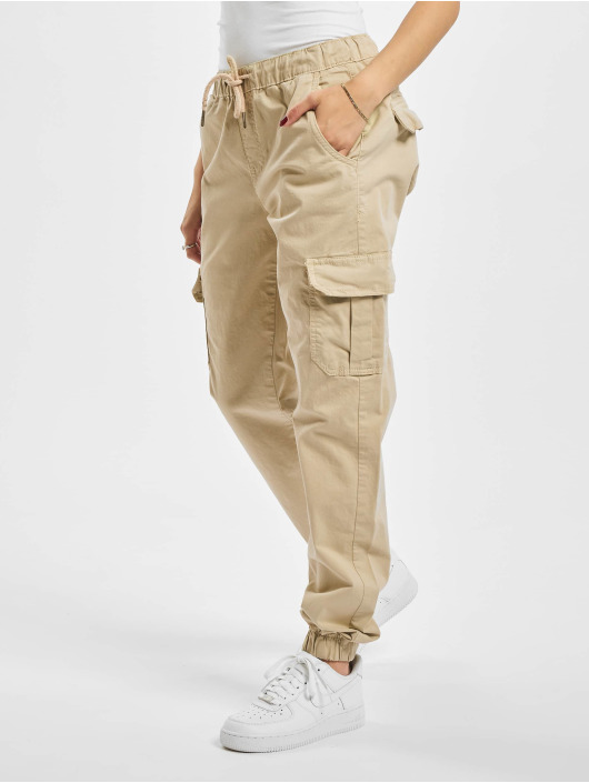Urban Classics Pantalon cargo Ladies High Waist Cargo Jogging beige