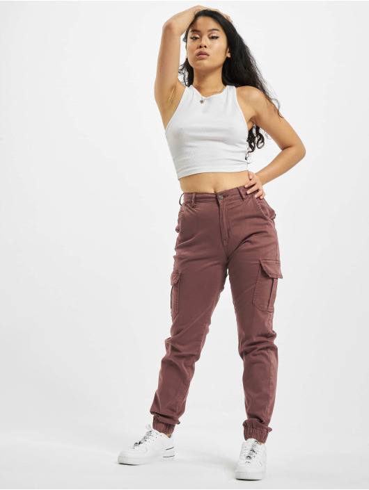 Urban Classics Pantalon cargo Ladies High Waist rouge