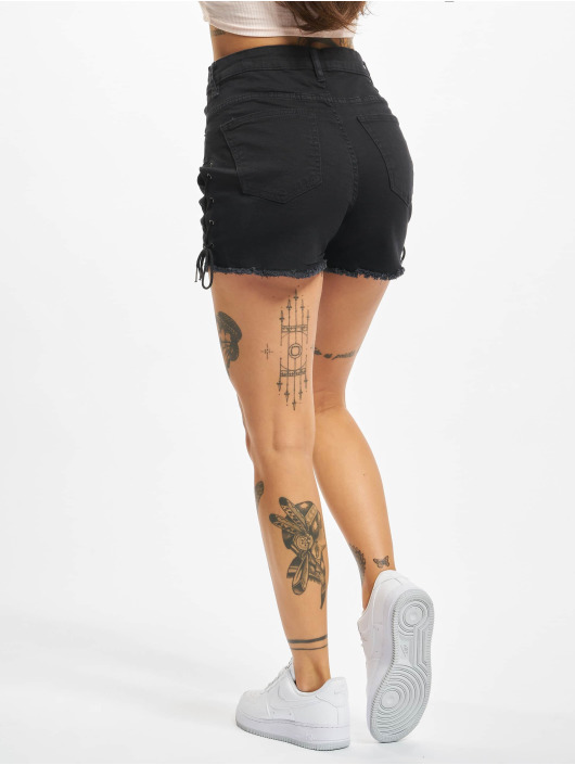 Urban Classics Pantalón cortos Lace Up Highwaist negro