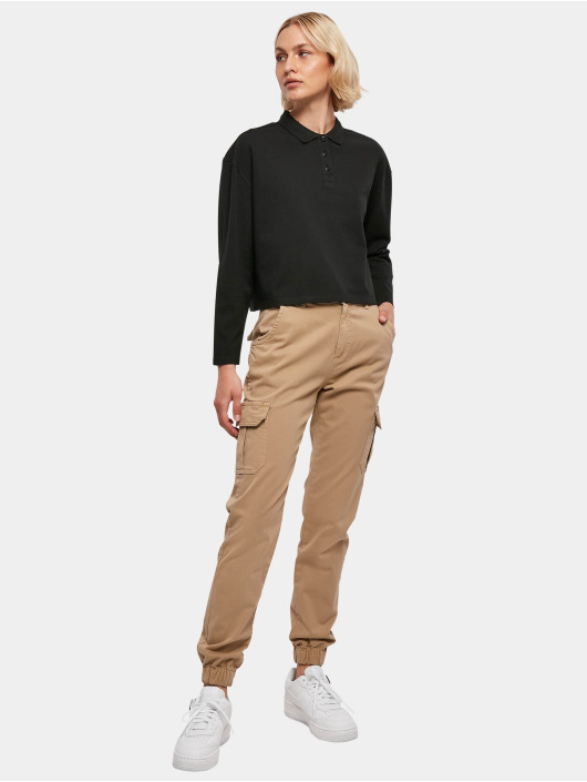 Urban Classics Pitkähihaiset paidat Ladies Short Oversized Polo musta