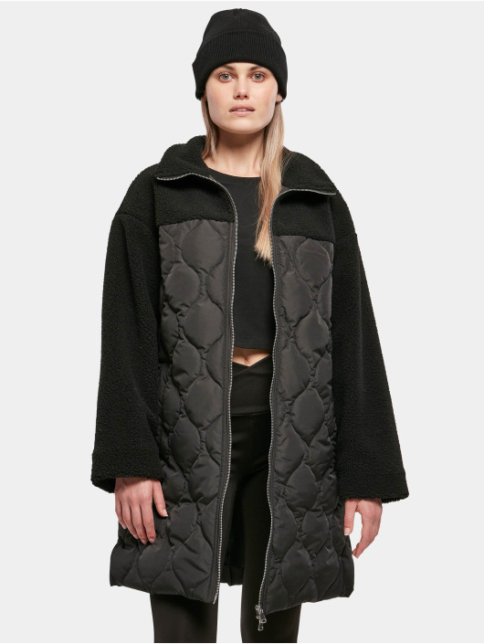 Urban Classics Płaszcze Ladies Oversized Sherpa Quilted czarny