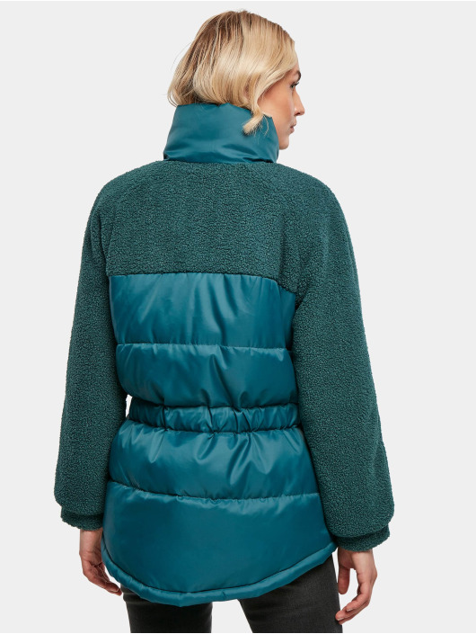 Urban Classics Puffer Jacket Ladies Sherpa Mix green
